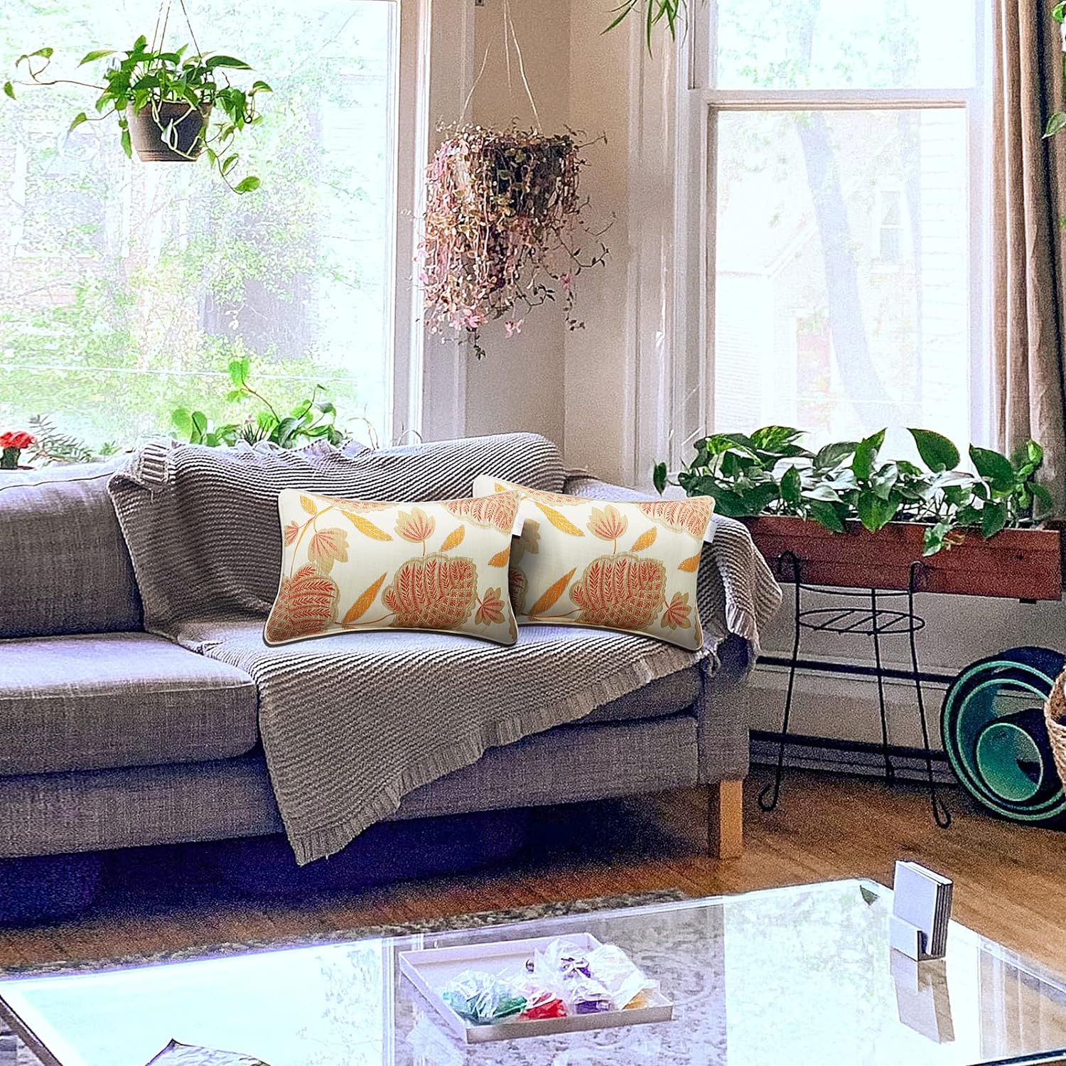 Outdoor Lumbar Pillows Set of 2 Outdoor Decorative Pillows with Insert Included 12×20 Inch