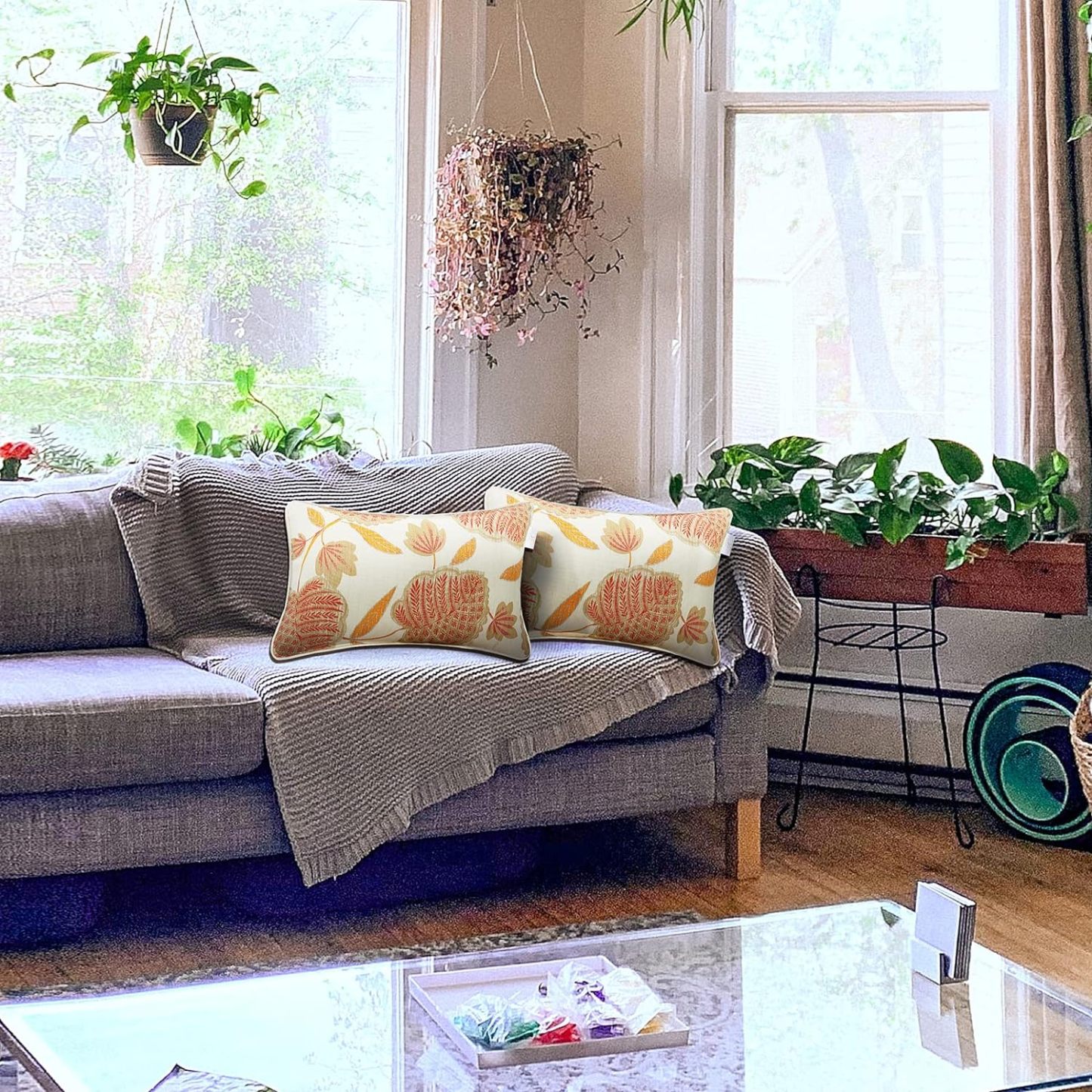 Outdoor Lumbar Pillows Set of 2 Outdoor Decorative Pillows with Insert Included 12×20 Inch