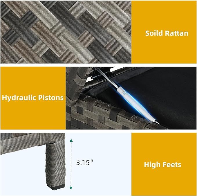 230 Gallon Outdoor Storage Box, Weatherproof Wicker Deck Box