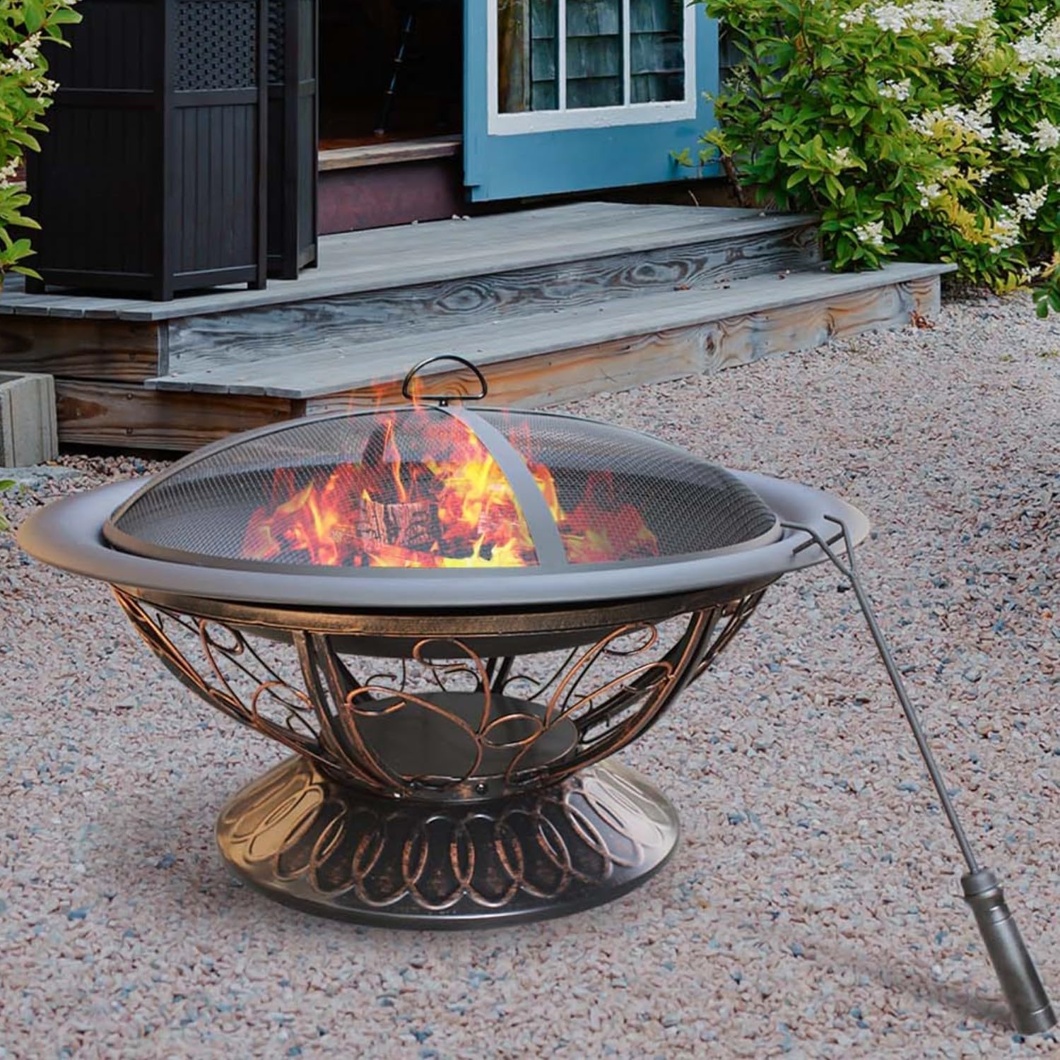30" Portable Fire Pits for Outside, Wood Burning Outdoor Fire Pit with Waterproof Cover & Fire Poker
