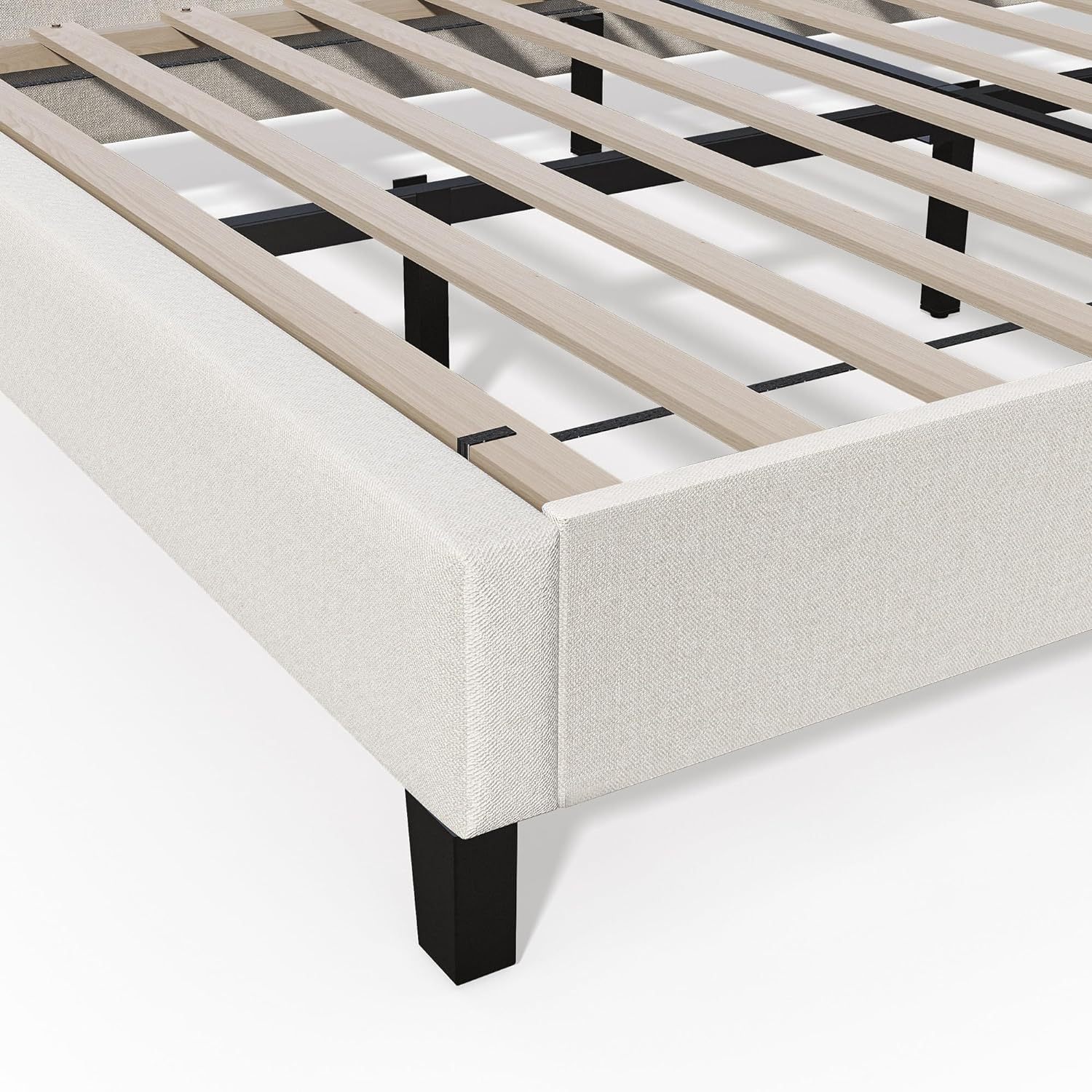 Queen Size Bed Frame with Adjustable Headboard