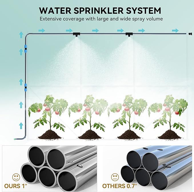 10x6.5x6.5ft Greenhouse w/ Water System Heavy Duty Green House Large Tunnel Greenhouse