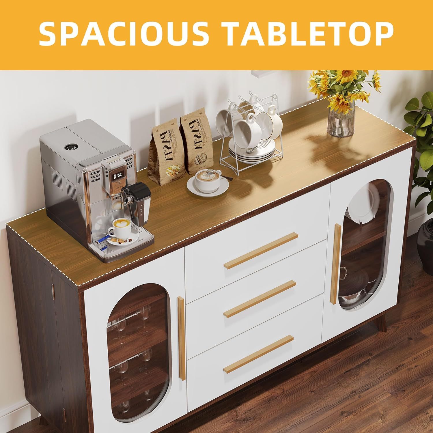 Storage Cabinet, 59'' Sideboard Buffet Cabinet with Storage