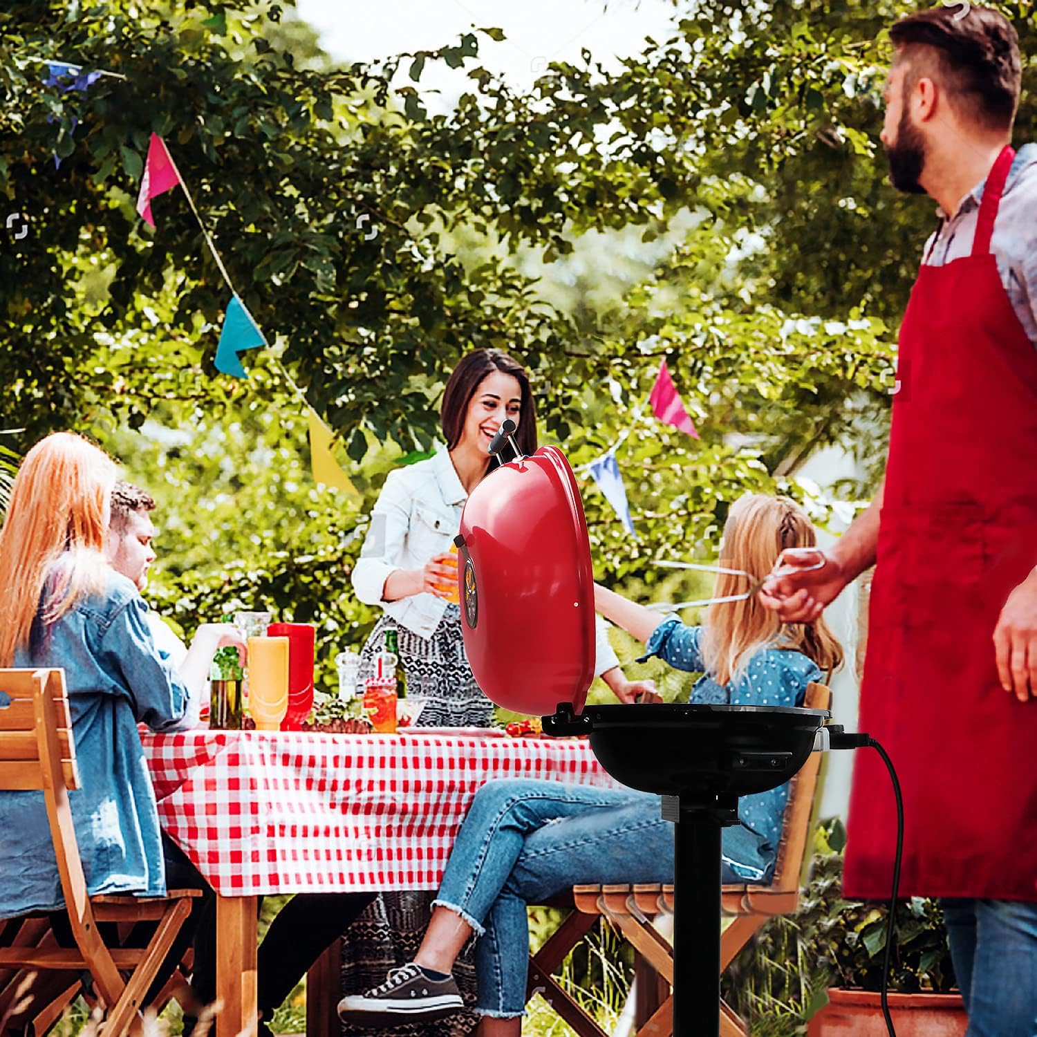 Electric BBQ Grill Techwood 15-Serving Indoor/Outdoor Electric Grill for Indoor & Outdoor Use