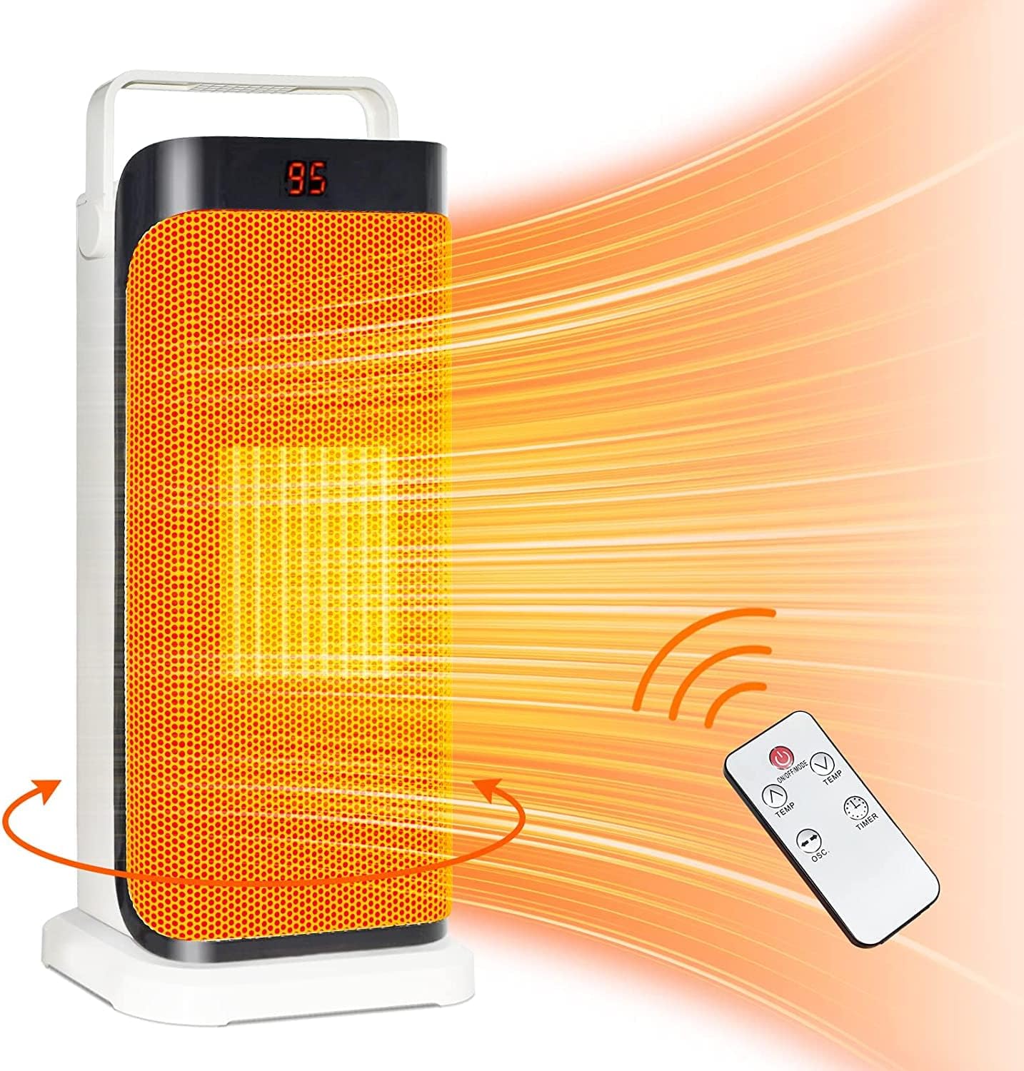 Space Heater - 1500W Portable Electric Heater with Remote, Fast Heating Ceramic Tower Heater Fan