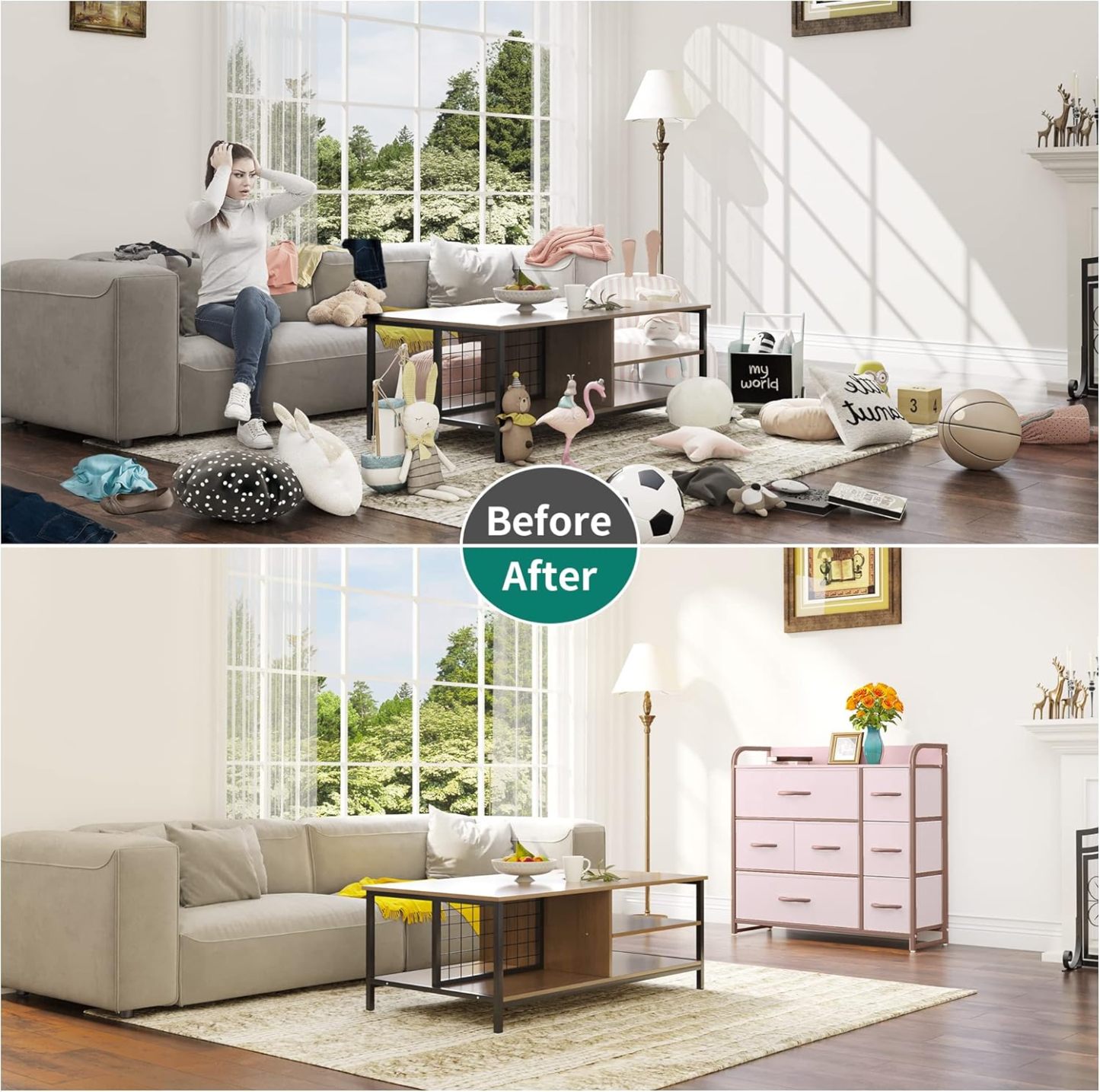 Dresser with 7 Drawers - Fabric Storage Tower, Organizer Unit for Bedroom, Living Room, Hallway, Closets