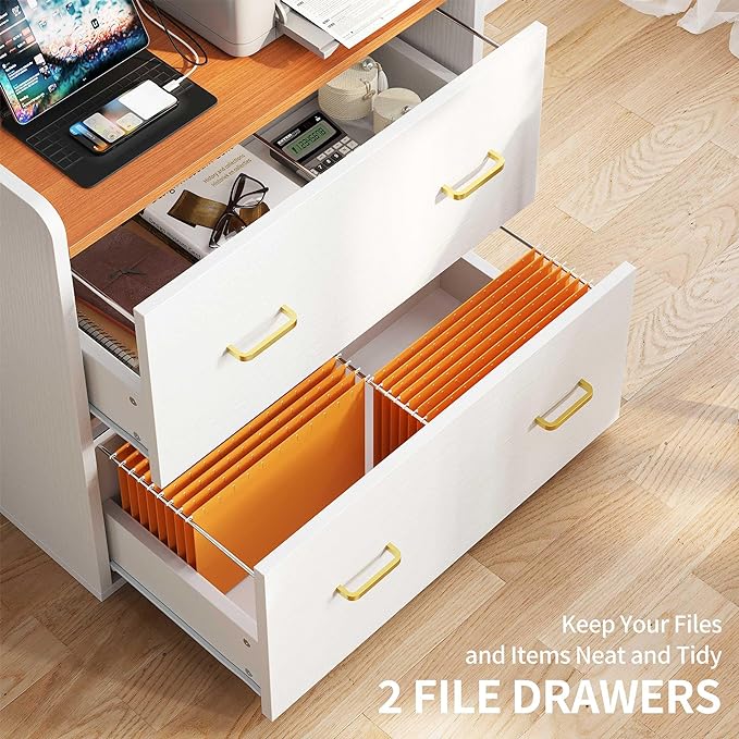 Wood File Cabinets, Heavy Duty Garage Tool Cabinets with Charging Station