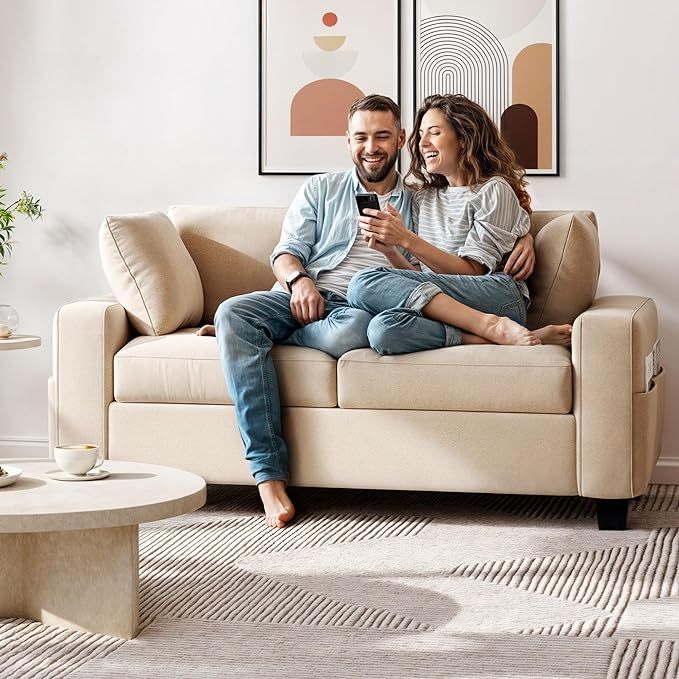 60" Sofa, Comfy Upholstered Sofa Couch with Extra Deep Seats