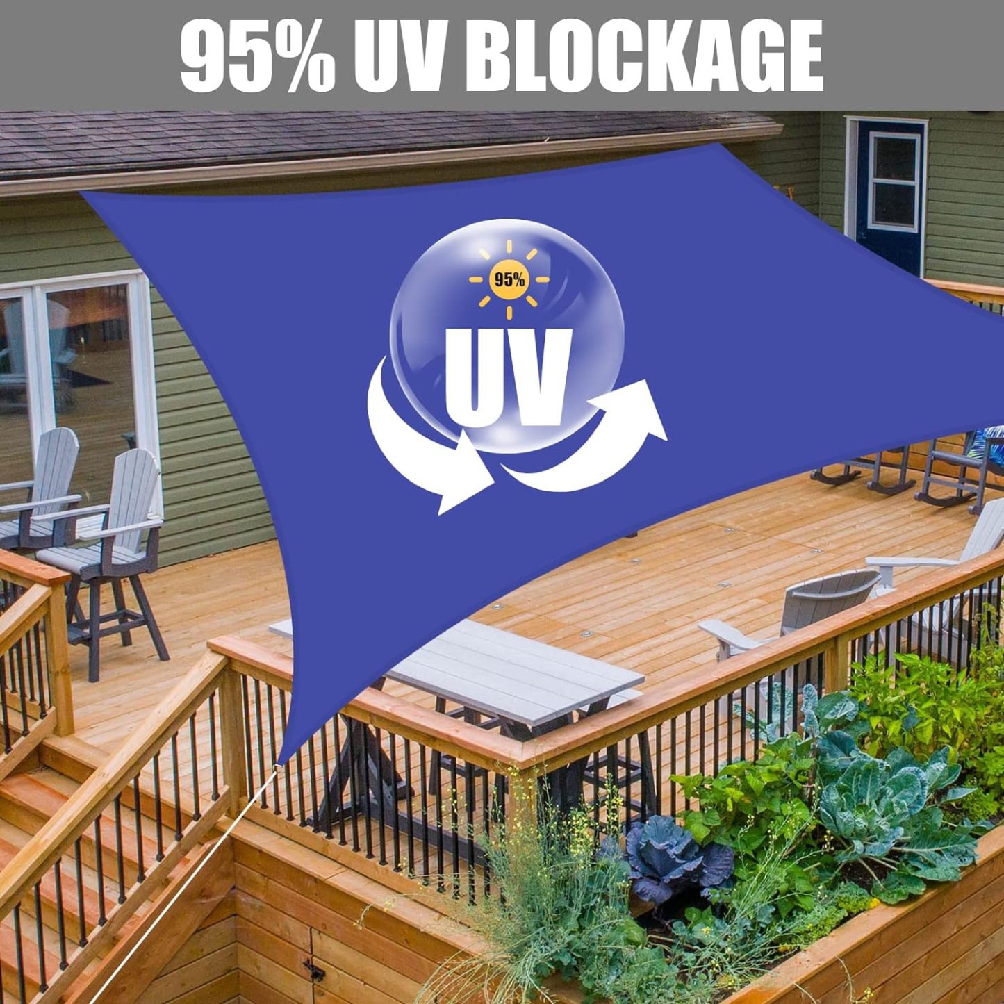 Waterproof Sun Shade Sail Rectangle UV Block Canopy for Outdoor Patio and Garden