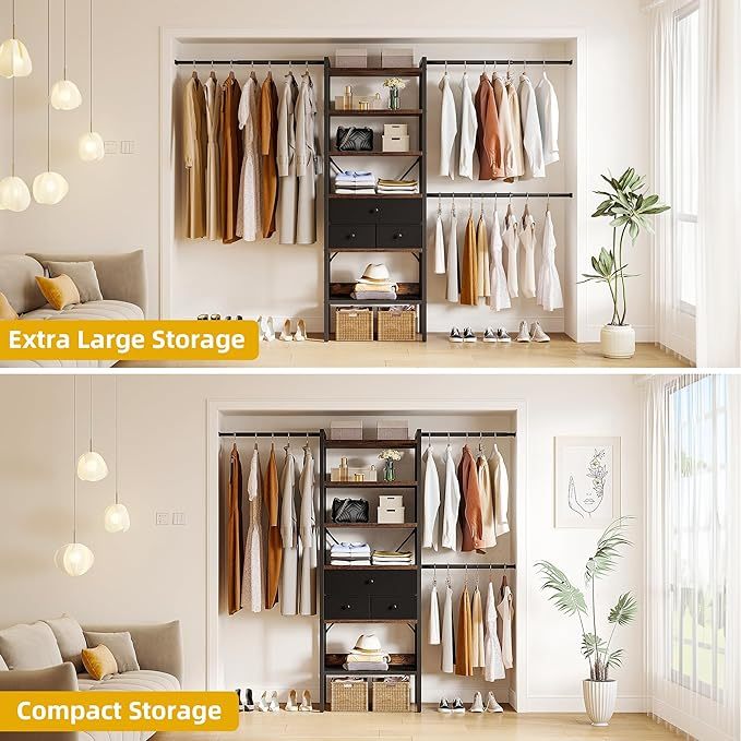 Closet System, Walk In Closet Organizer Systems with 3 Drawers