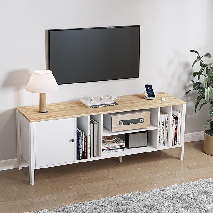 Modern TV Stand for 75 inch TV, 65 Inch Farmhouse Entertainment Center
