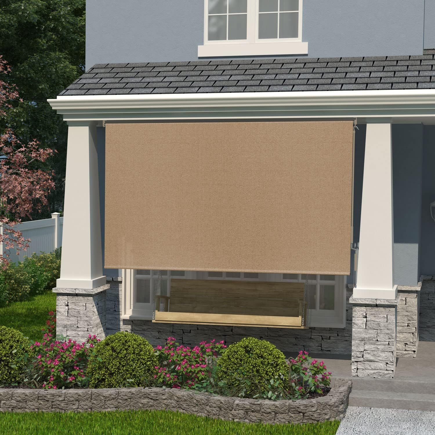 Outdoor Roller Shade, 4' x 6', Almond