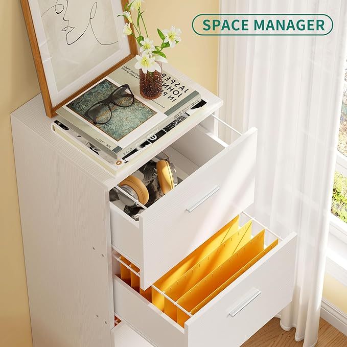 4-Drawer File Cabinet with Lock, Filing Cabinet for Letter A4-Sized Files