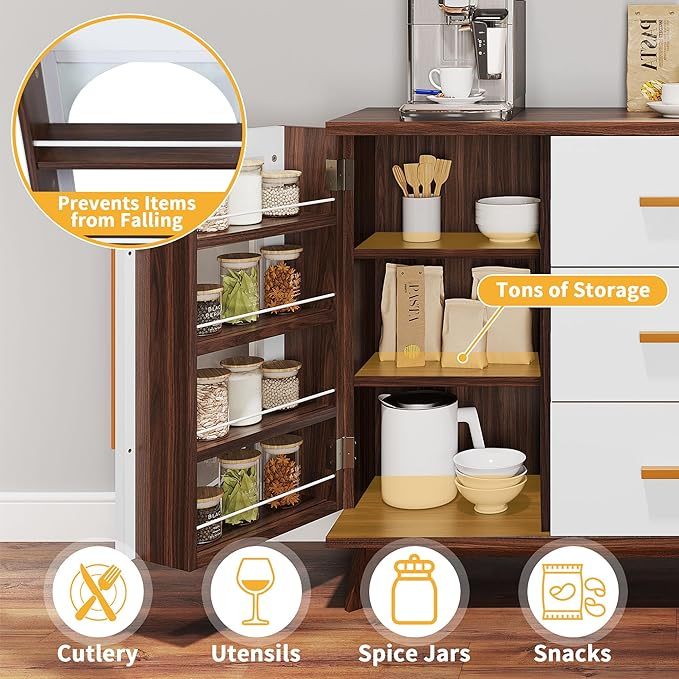 Storage Cabinet, 59'' Sideboard Buffet Cabinet with Storage