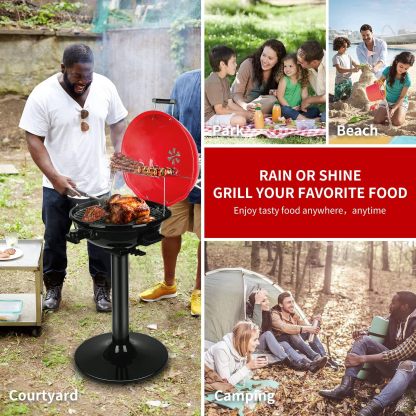 Electric BBQ Grill Techwood 15-Serving Indoor/Outdoor Electric Grill for Indoor & Outdoor Use