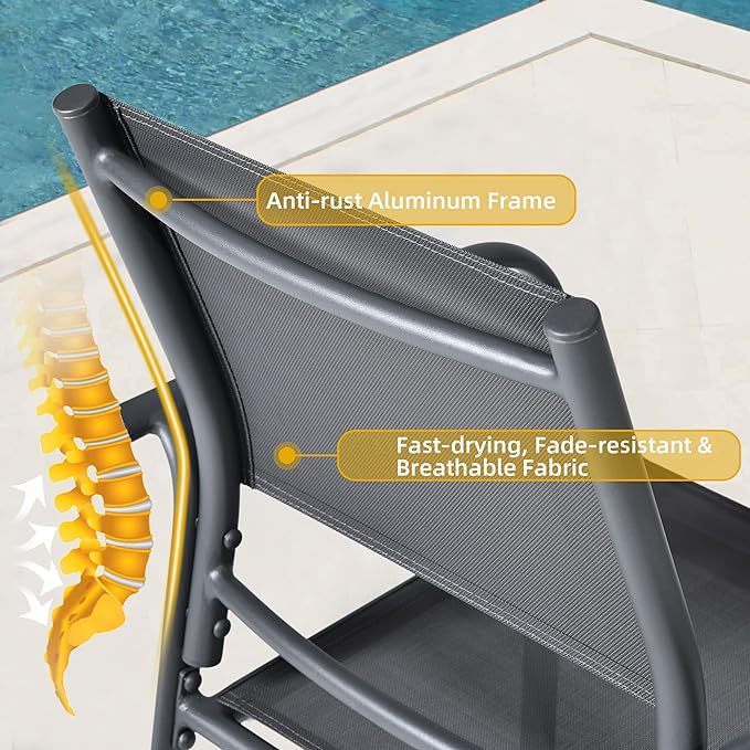 Aluminum Outdoor Dining Chairs Set of 2, Patio Dining Chairs with Armrest