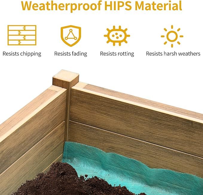 48x18x30in Raised Garden Bed, Poly Wood Planter Box Stand
