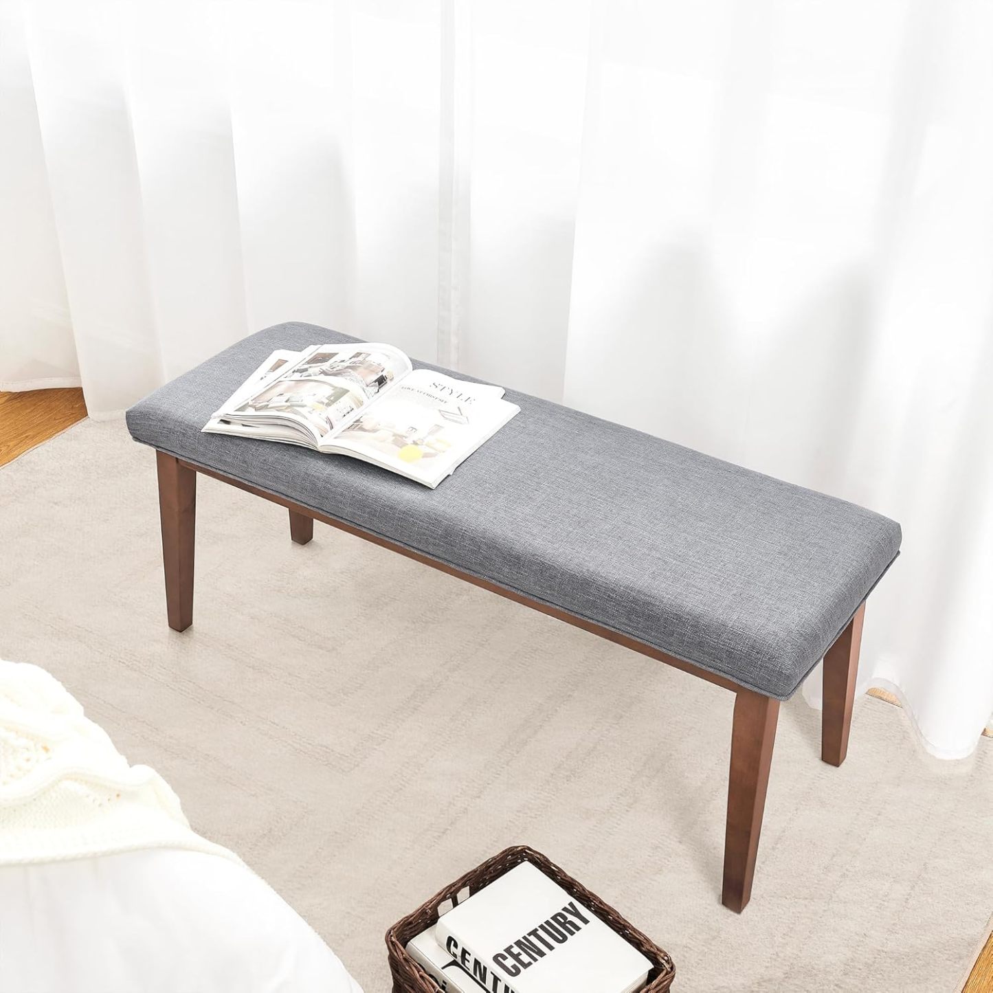 Upholstered Bench for Bedroom End of Bed,42.5-inch Entryway Bench for Living Room
