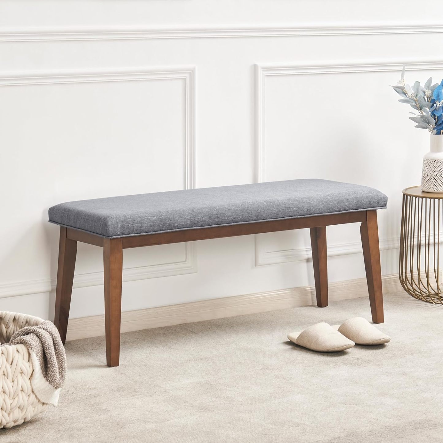 Upholstered Bench for Bedroom End of Bed,42.5-inch Entryway Bench for Living Room