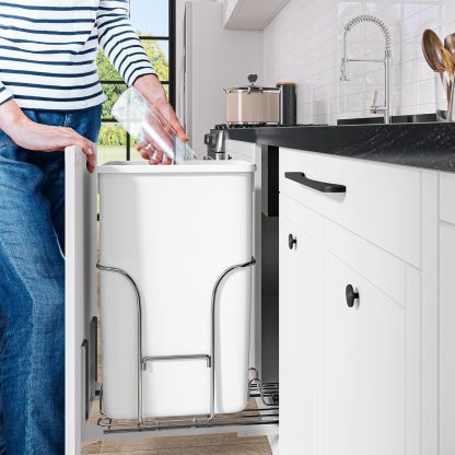 43 Quart Pull Out Trash Can Under Cabinet, Heavy Duty Trash Can with Soft-Close Slide and Door Mounting Kit