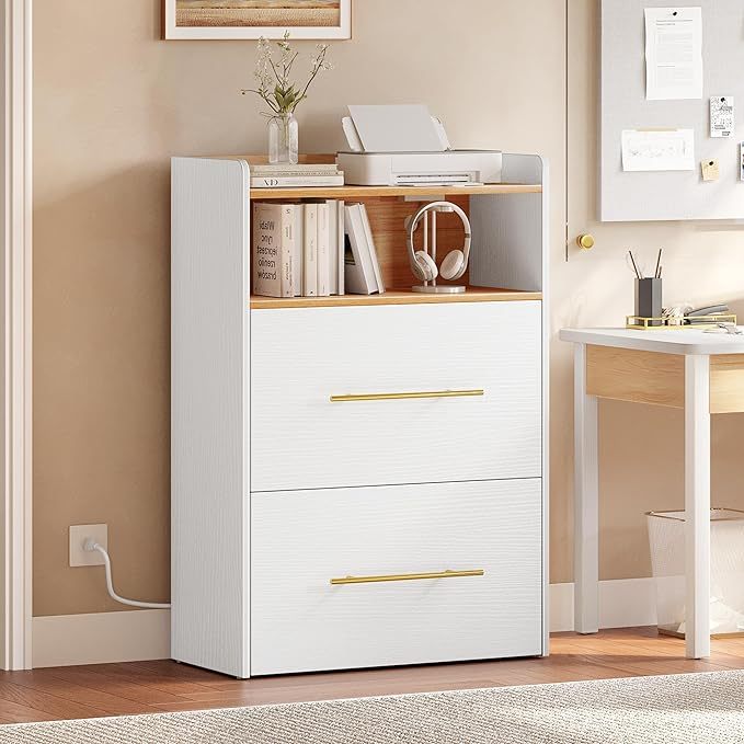2 Drawer Lateral File Cabinet with Charging Station