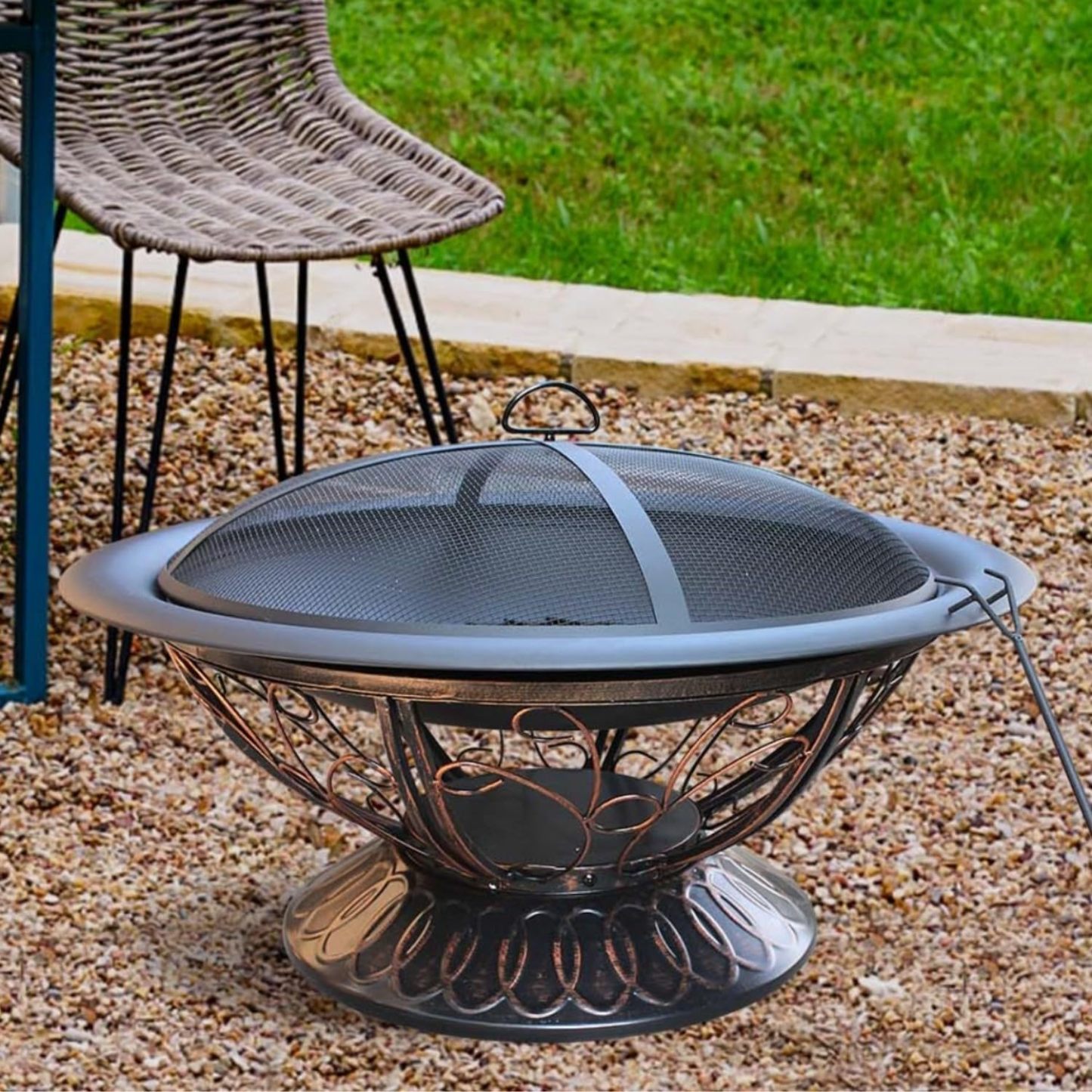 30" Portable Fire Pits for Outside, Wood Burning Outdoor Fire Pit with Waterproof Cover & Fire Poker