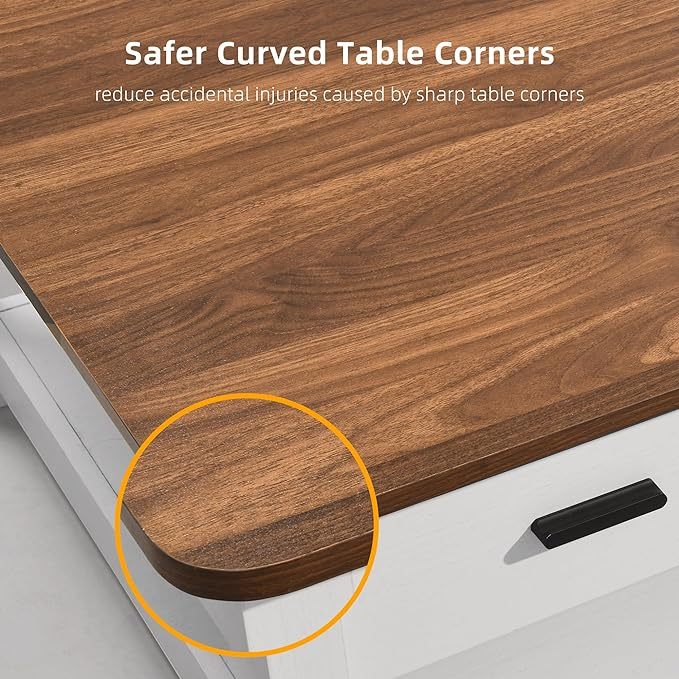 Square Coffee Table with 2 Drawers 2 Tier Shelf Wood Coffee Table