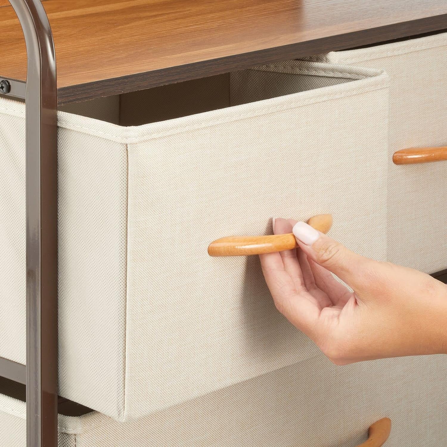 Tall Dresser Storage Chest - Vanity Furniture Cabinet Tower Unit for Bedroom, Office, and Closet - Textured Print - 5 Removable Drawers - Multi/Espresso Brown