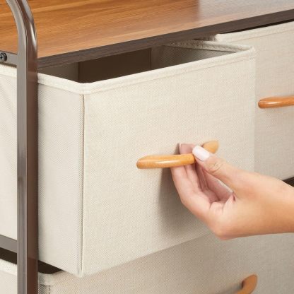 Tall Dresser Storage Chest - Vanity Furniture Cabinet Tower Unit for Bedroom, Office, and Closet - Textured Print - 5 Removable Drawers - Multi/Espresso Brown