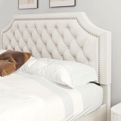 Queen Size Bed Frame with Adjustable Headboard