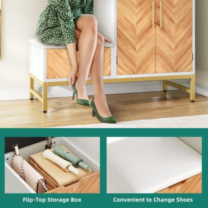 Shoe Cabinet with Bench for Entryway, 4-Tier Shoe Cabinet with Shoe Storage Bench