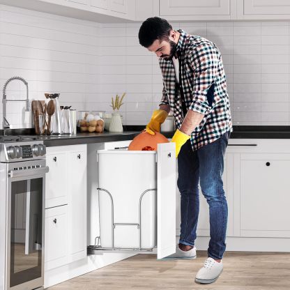 43 Quart Pull Out Trash Can Under Cabinet, Heavy Duty Trash Can with Soft-Close Slide and Door Mounting Kit
