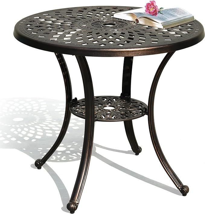 30 Inches Round Patio Dining Table with Umbrella Hole