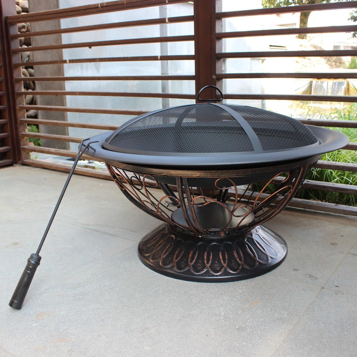 30" Portable Fire Pits for Outside, Wood Burning Outdoor Fire Pit with Waterproof Cover & Fire Poker