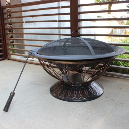 30" Portable Fire Pits for Outside, Wood Burning Outdoor Fire Pit with Waterproof Cover & Fire Poker