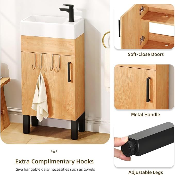 16 Inch Bathroom Vanity Sink Combo for Small Space