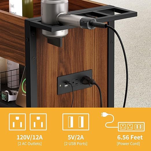 Salon Trolley Cart with Wheels - Salon Stations for Hair Stylist w/Charging Station and USB Ports