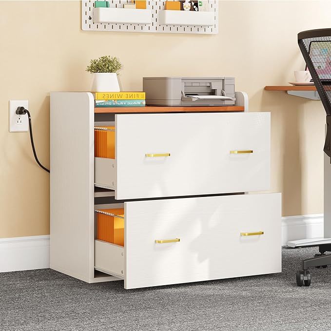 Wood File Cabinets, Heavy Duty Garage Tool Cabinets with Charging Station