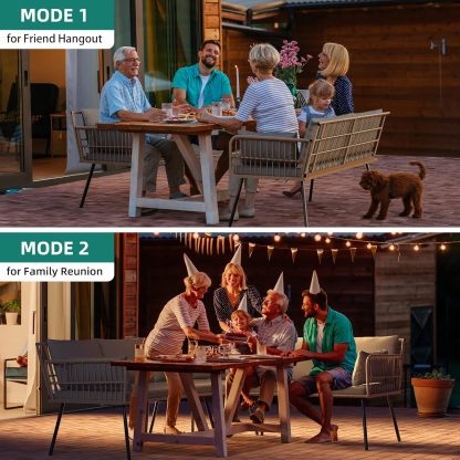 4 Pieces Patio Furniture Set, Outdoor Wicker Conversation Sectional L-Shaped Sofa with 5 Seater
