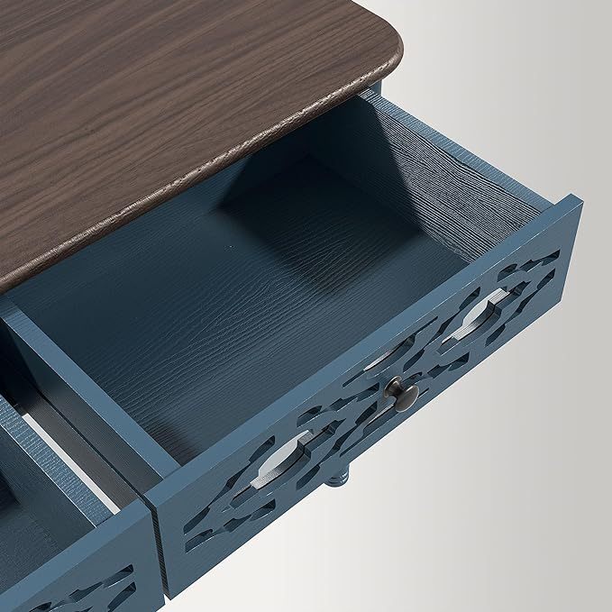 Mirrored Console Table with Storage, 43”Sofa Table with 2 Drawers Mirrored and Carved