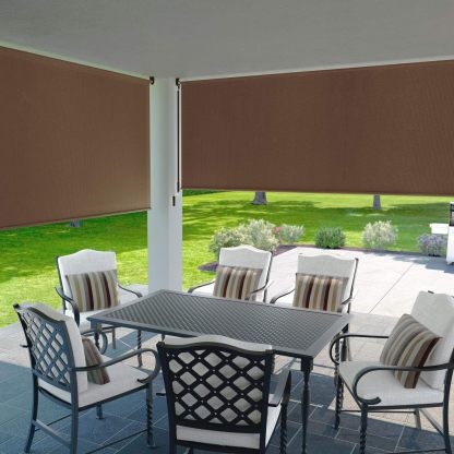 Exterior Roller Shade, Cordless Roller Shade with 90% UV Protection, No Valance, (8' W X 6' L), Mocha