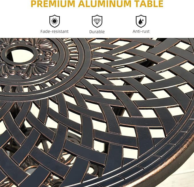 30 Inches Round Patio Dining Table with Umbrella Hole
