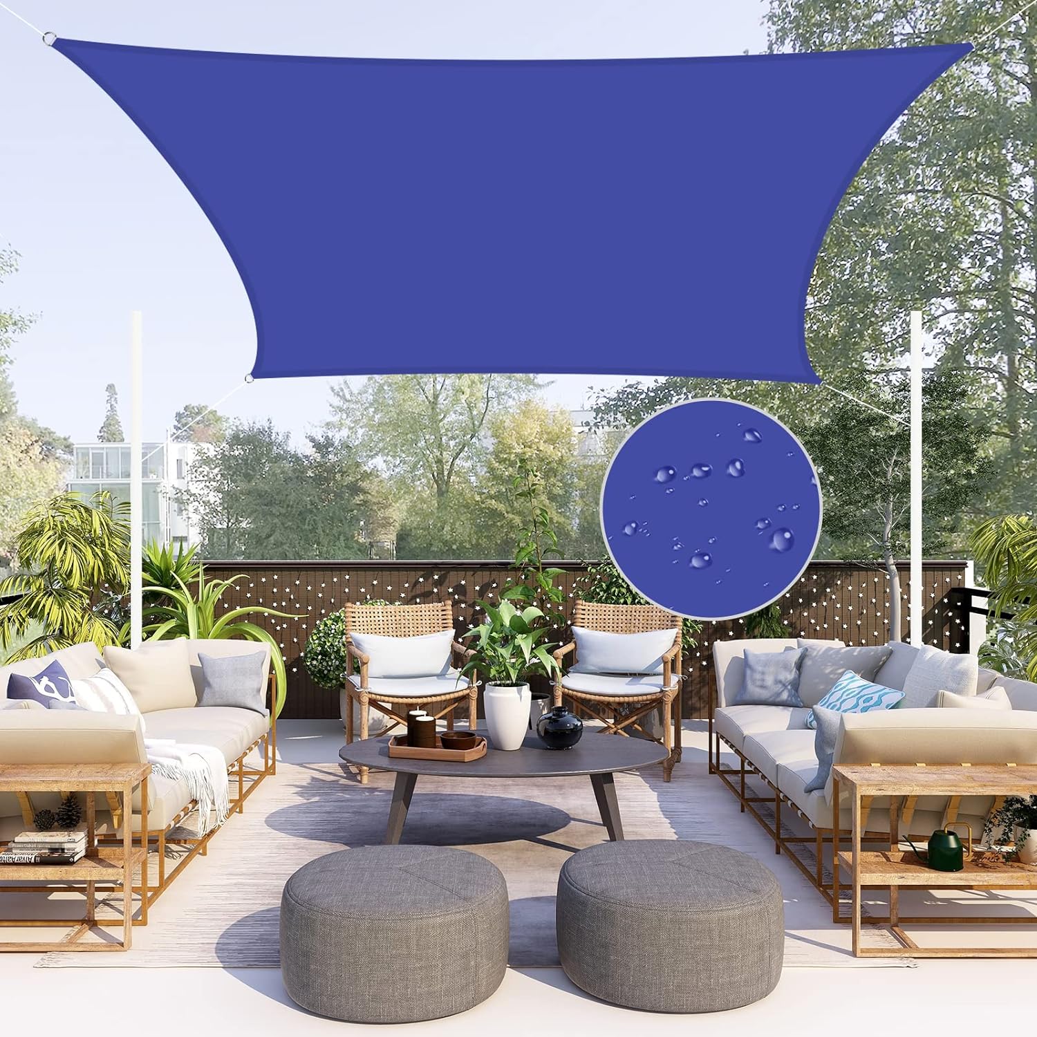 Waterproof Sun Shade Sail Rectangle UV Block Canopy for Outdoor Patio and Garden