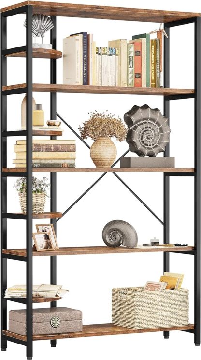 Industrial Bookcases and Bookshelves Corner Shelf 8 Tiers Rustic Storage Rack Plant Stand Corner Ladder Shelf for Living Room, Home Office, Kitchen