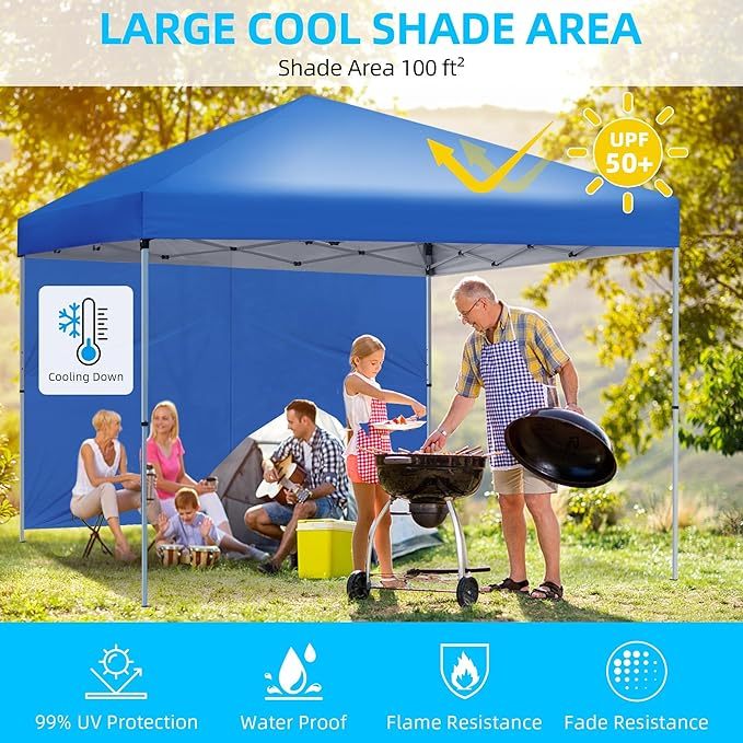 10x10 Pop Up Canopy Instant Canopy Tent with 1 Removable Sidewall