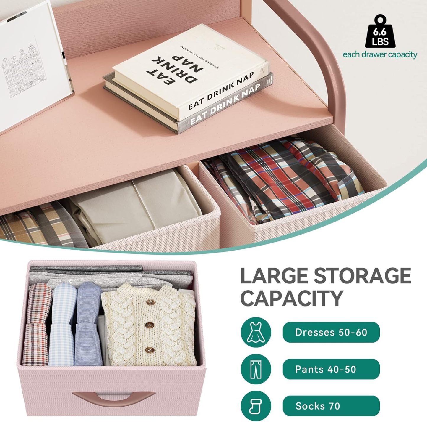 Dresser with 7 Drawers - Fabric Storage Tower, Organizer Unit for Bedroom, Living Room, Hallway, Closets