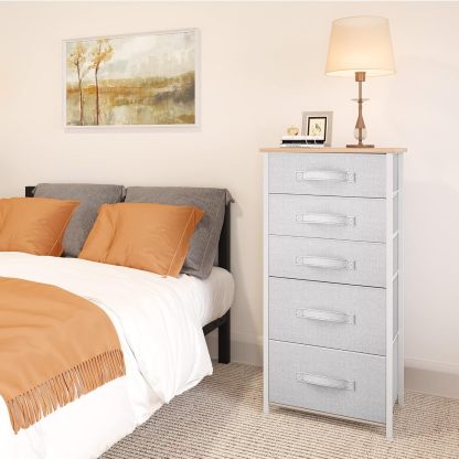 Tall 5 Drawer Dresser - Fabric Storage Tower, Organizer Unit for Bedroom, Living Room, Hallway, Closets