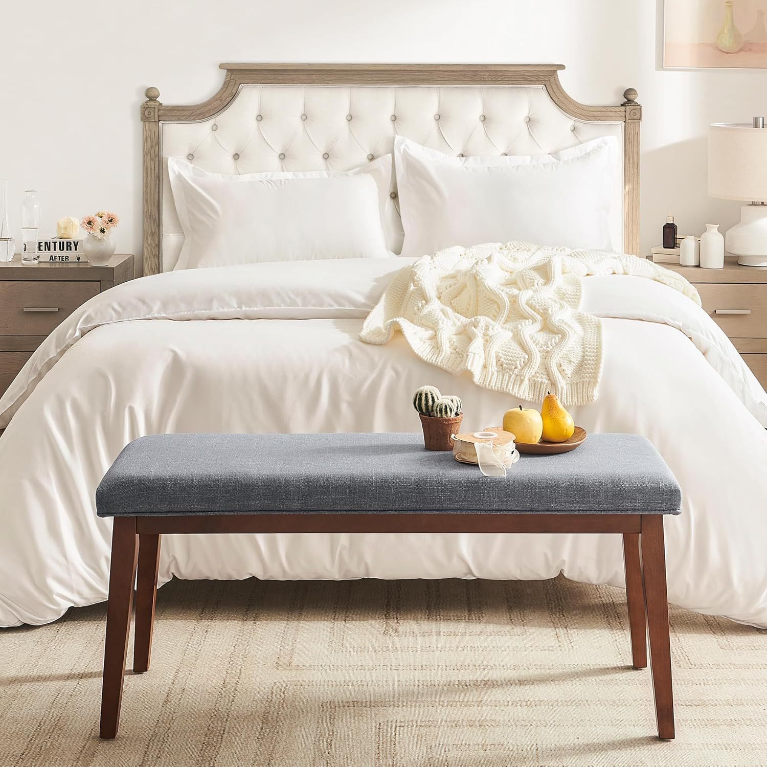 Upholstered Bench for Bedroom End of Bed,42.5-inch Entryway Bench for Living Room