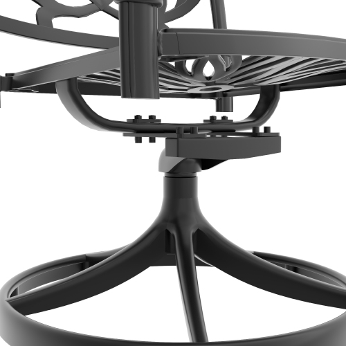 Cast Aluminum Patio Swivel Chair 2PCS With Black Frame and Brown Cushions