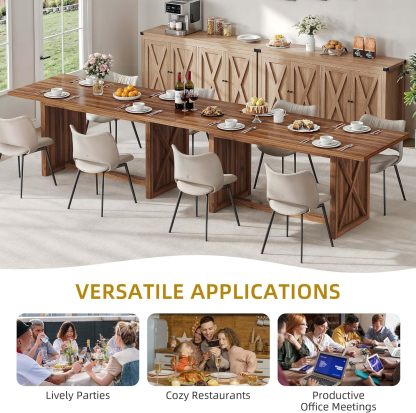 70.8" Large Farmhouse Dining Table for 6 to 8 People, Rustic Style Wood Dinner Table, Rectangular Dining Table for Kitchen